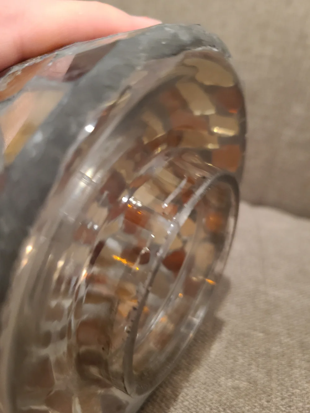 Home Interiors Amber Mosaic Glass Jar Candle Shade Yellows and Browns